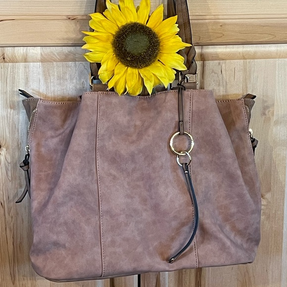 Handbags - 🍁 3 For $25 Dusty Rose/Taupe Purse Hand bag With Tan Handles & Gold Hardware